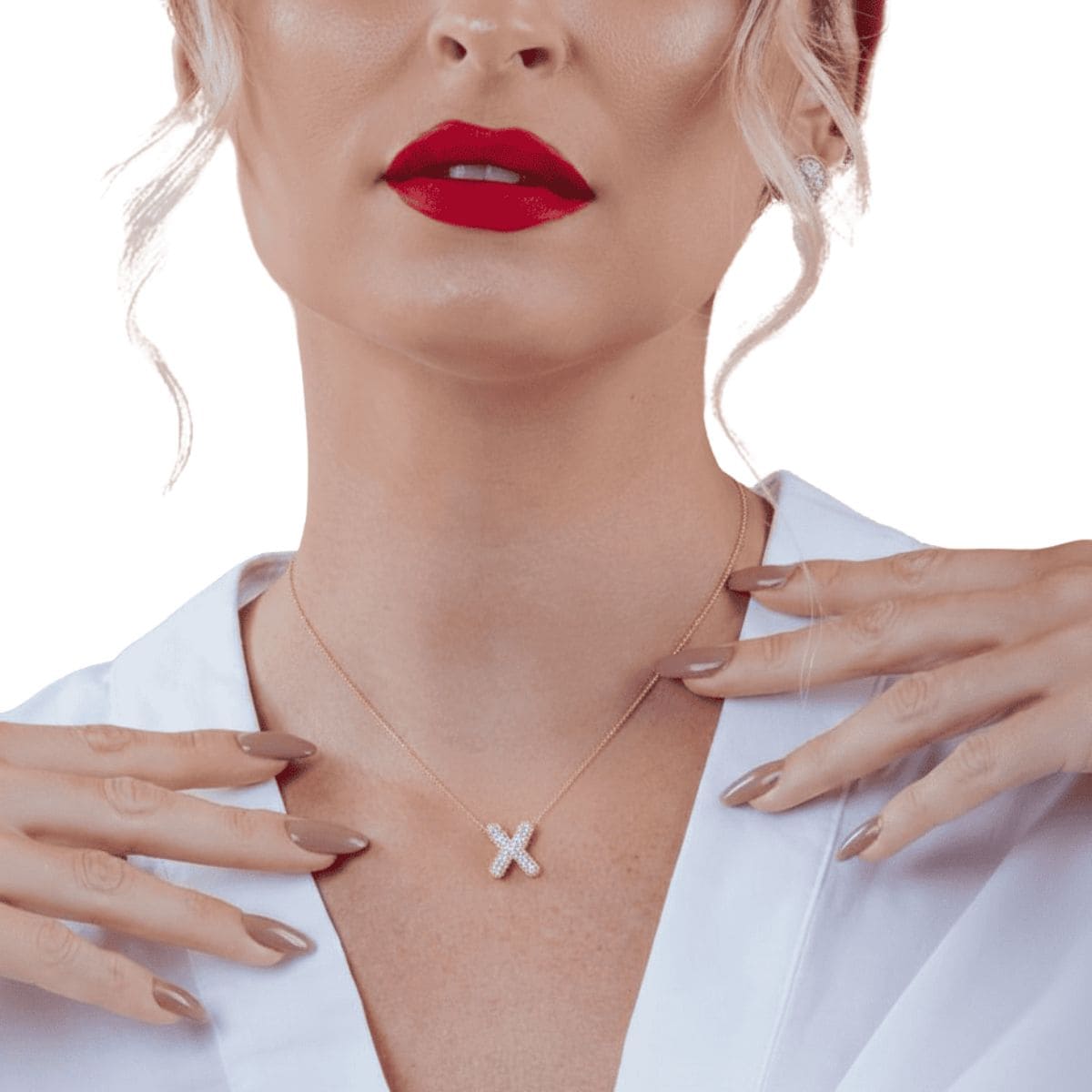 Colar Naroa Letra X Dourado