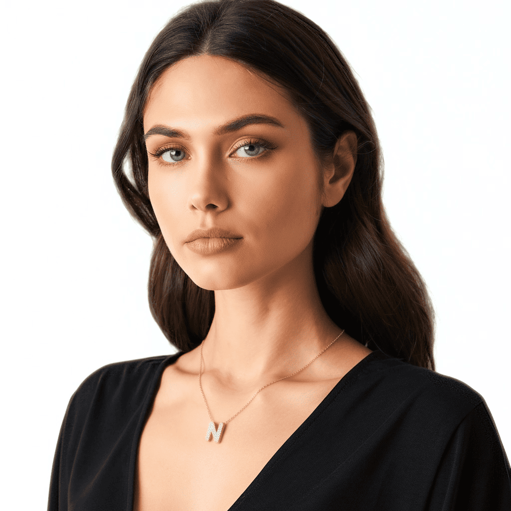 Colar Naroa Letra N Dourado