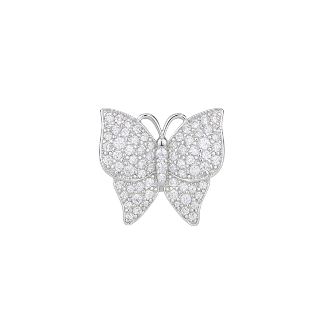 Charm Naroa Borboleta Prata Zircônia