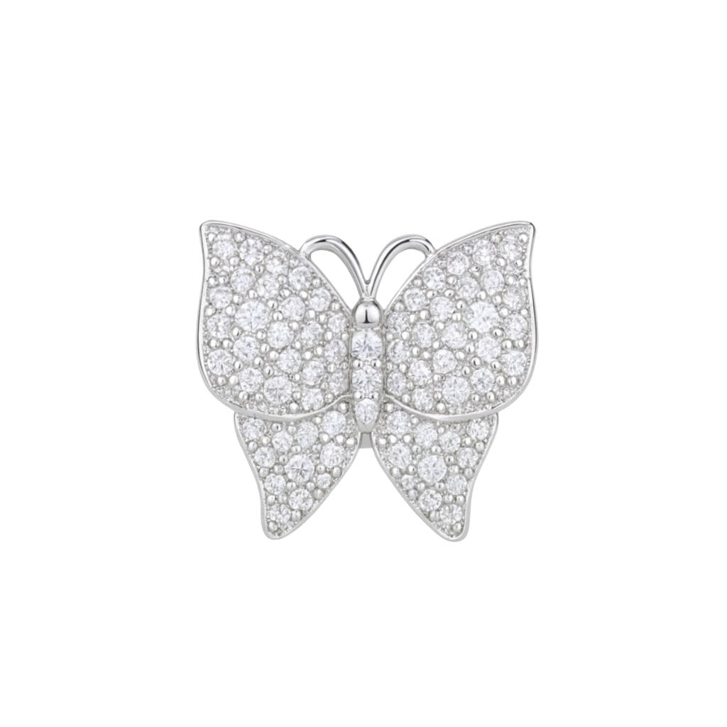 Charm Naroa Borboleta Prata Zircônia