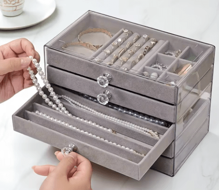 Porta Jóias Naroa 5 Gavetas Cinza - Naroa