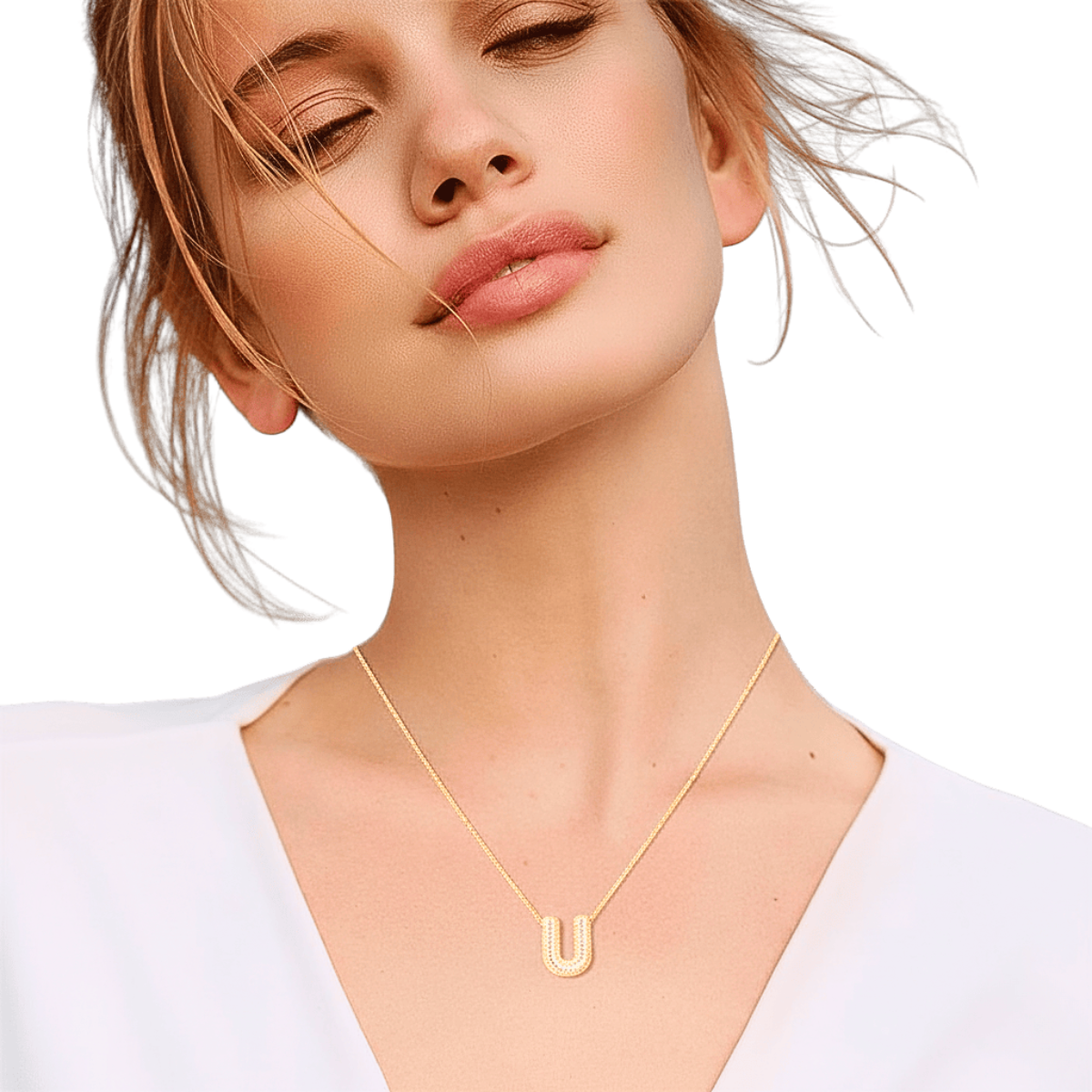 Colar Naroa Letra U Dourado