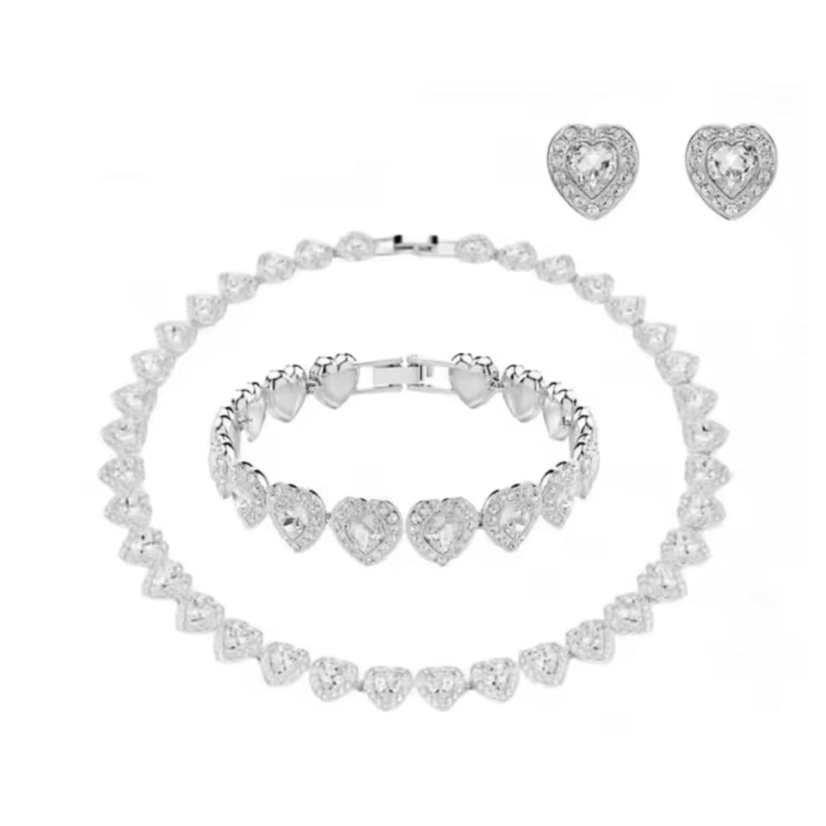 Conjunto Naroa Riviera Coração Glam Colar - Pulseira - Brinco