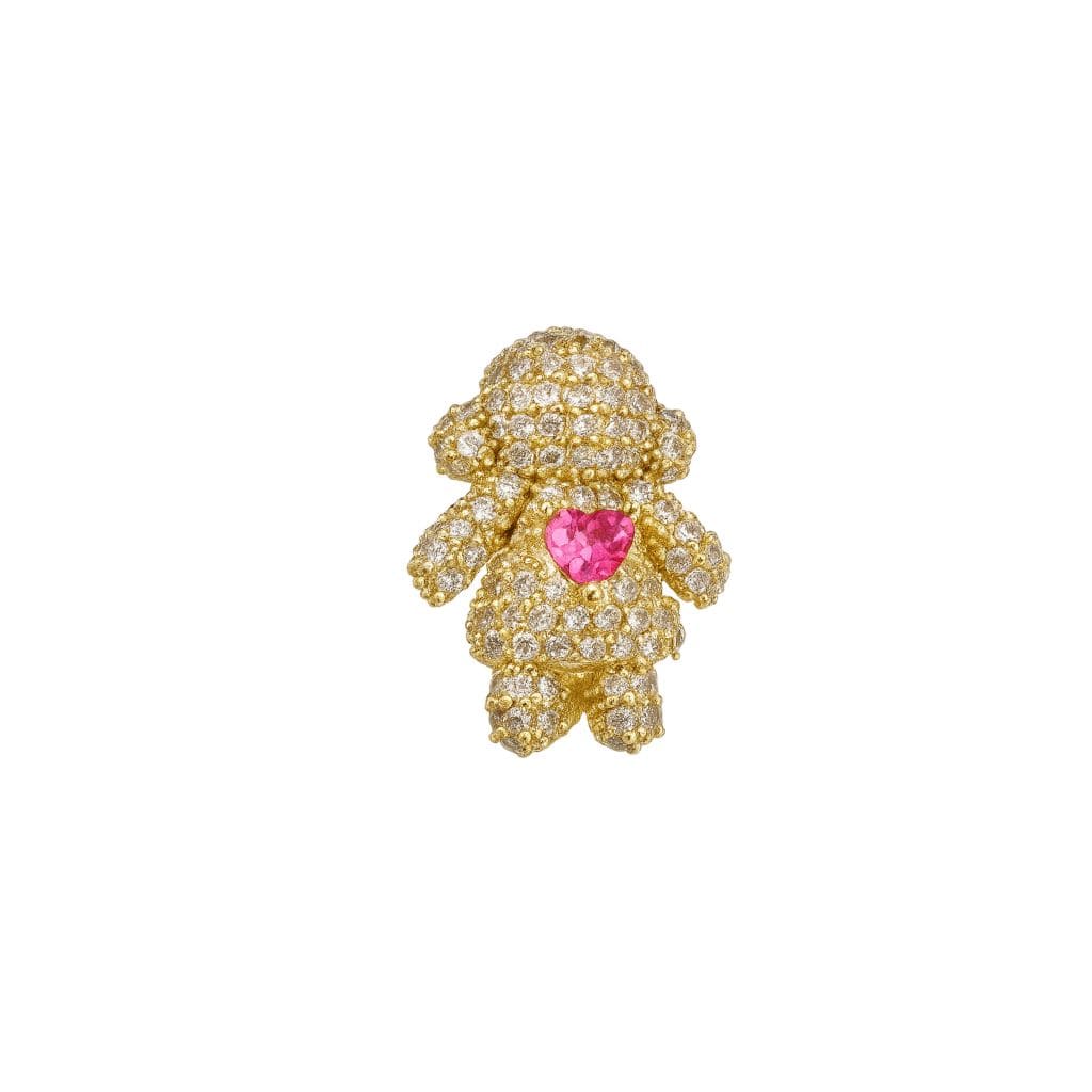 Charm Naroa Menina Dourada Com Pedra Rosa