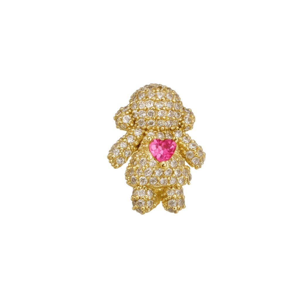 Charm Naroa Menina Dourada Com Pedra Rosa