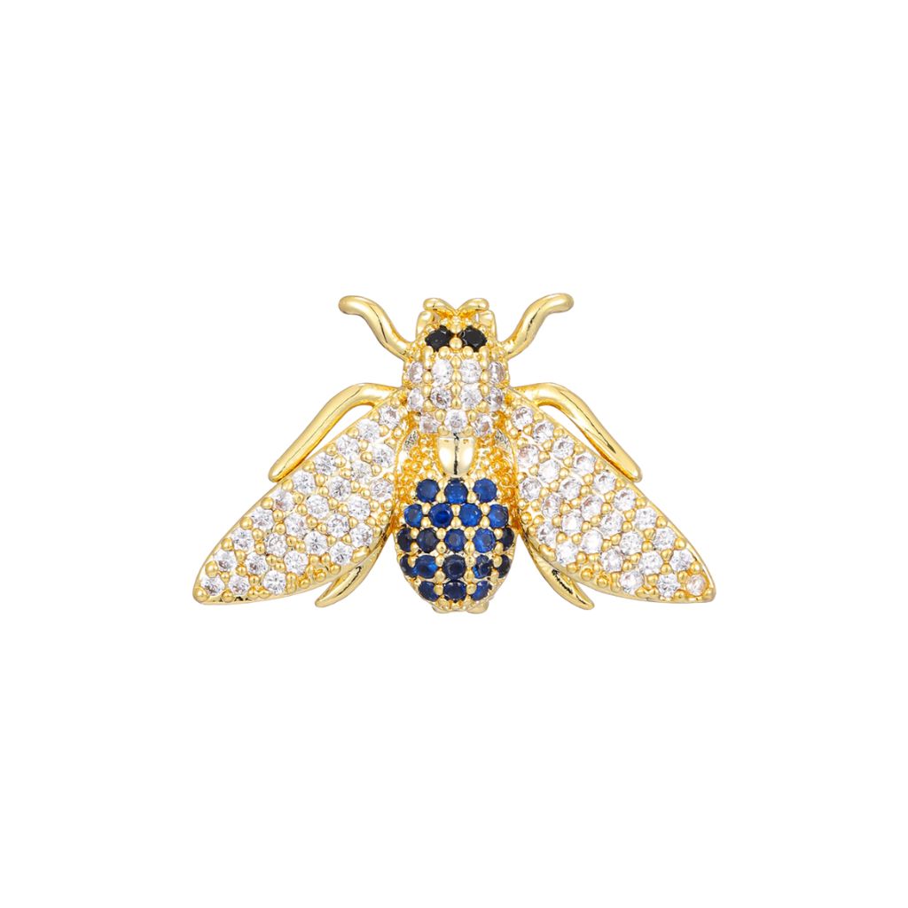 Charm Naroa Abelha Dourada Azul e Branco